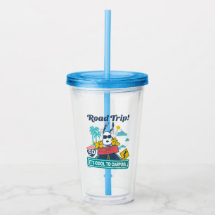Road Trippin   Peanuts It's Cool To Carpool Acrylic Tumbler