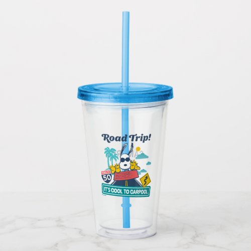 Road Trippin  Peanuts Its Cool To Carpool Acrylic Tumbler