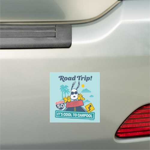 Road Trippin  Peanuts Its Cool To Carpool Car Magnet