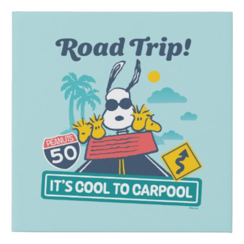 Road Trippin  Peanuts Its Cool To Carpool Faux Canvas Print