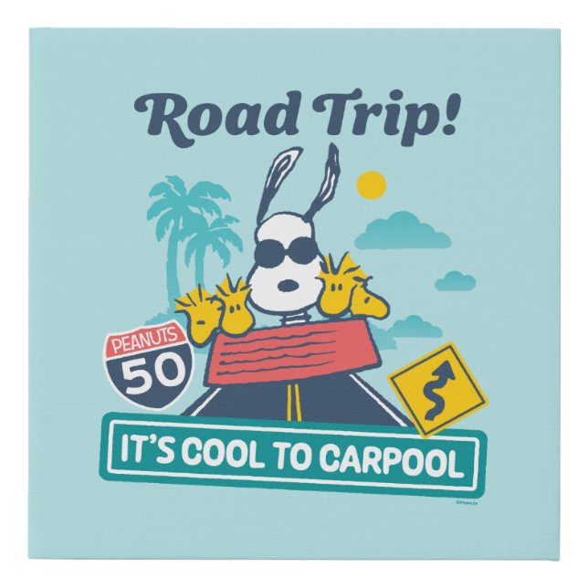 Road Trippin | Peanuts It's Cool To Carpool Faux Canvas Print (Front)