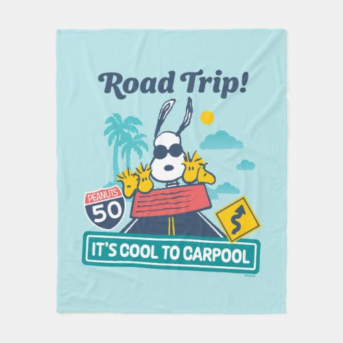 Road Trippin  Peanuts Its Cool To Carpool Fleece Blanket
