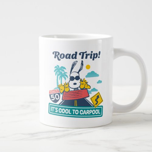 Road Trippin  Peanuts Its Cool To Carpool Giant Coffee Mug