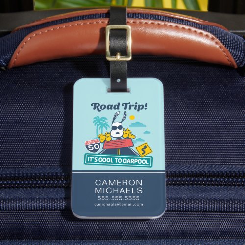Road Trippin  Peanuts Its Cool To Carpool Luggage Tag