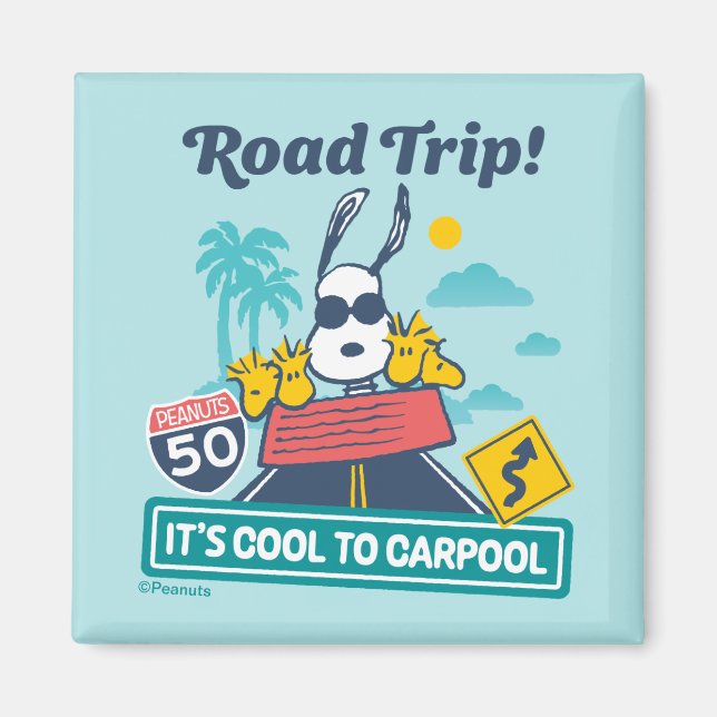 Road Trippin | Peanuts It's Cool To Carpool Magnet (Front)