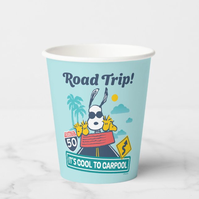 Road Trippin | Peanuts It's Cool To Carpool Paper Cups (Front)