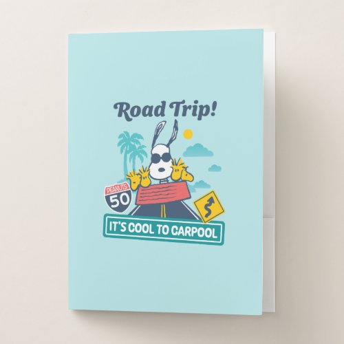 Road Trippin  Peanuts Its Cool To Carpool Pocket Folder