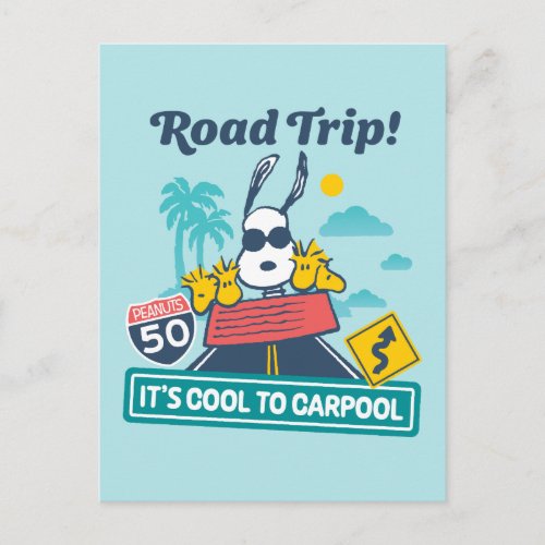 Road Trippin  Peanuts Its Cool To Carpool Postcard