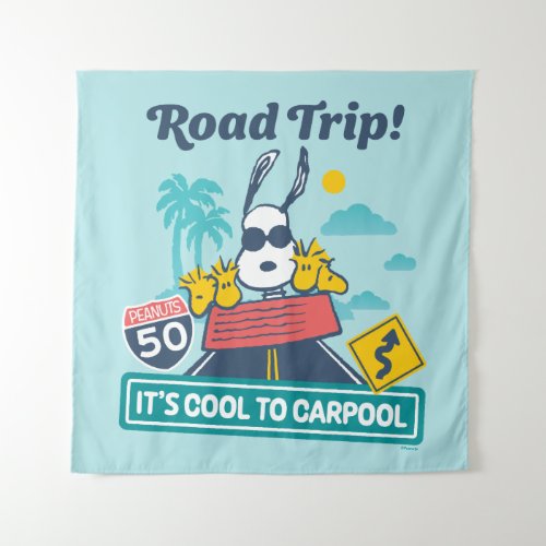 Road Trippin  Peanuts Its Cool To Carpool Tapestry