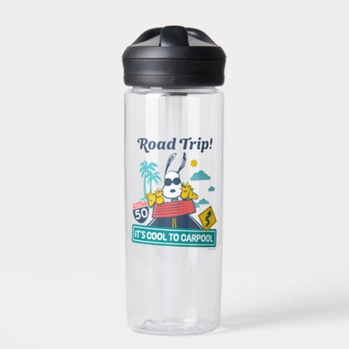 Road Trippin  Peanuts Its Cool To Carpool Water Bottle