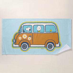 Road Trippin Peanuts Road Trip Van Beach Towel