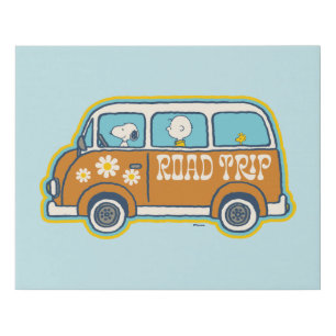 Road Trippin Peanuts Road Trip Van Faux Canvas Print