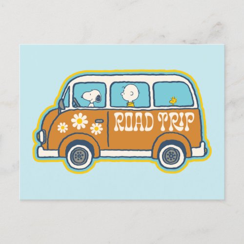 Road Trippin  Peanuts Road Trip Van Postcard