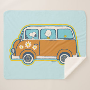 Road Trippin Peanuts Road Trip Van Sherpa Blanket