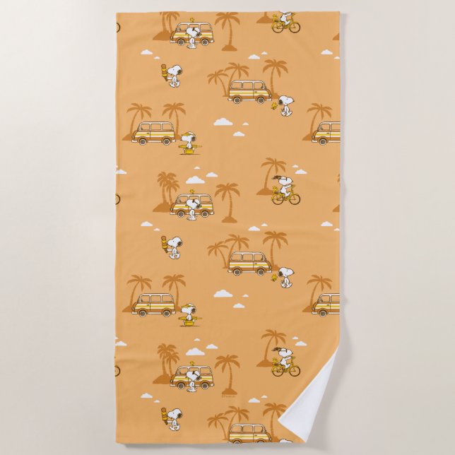 Road Trippin | Peanuts Snoopy Beach Pattern Beach Towel (Front)