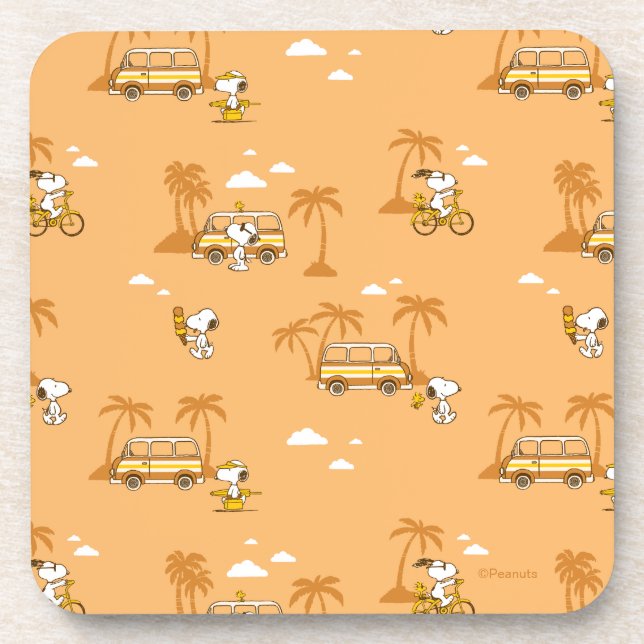 Road Trippin | Peanuts Snoopy Beach Pattern Beverage Coaster (Front)