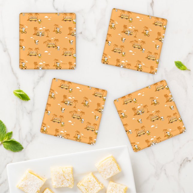 Road Trippin | Peanuts Snoopy Beach Pattern Coaster Set (In Situ)