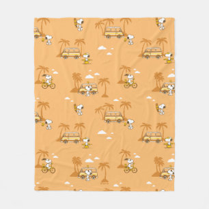 Road Trippin Peanuts Snoopy Beach Pattern Fleece Blanket