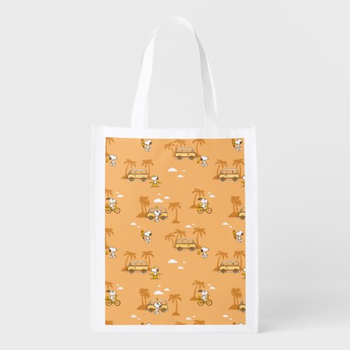 Road Trippin  Peanuts Snoopy Beach Pattern Grocery Bag