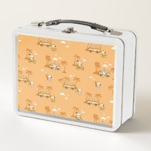 Road Trippin   Peanuts Snoopy Beach Pattern Metal Lunch Box