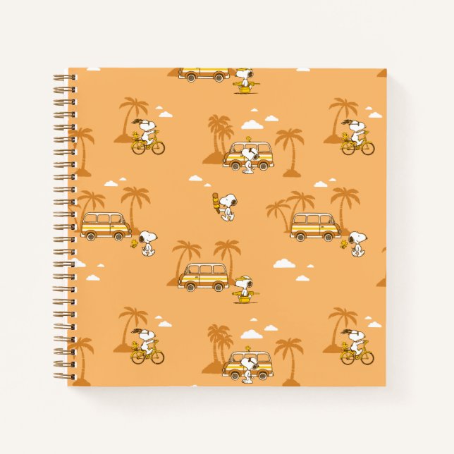 Road Trippin | Peanuts Snoopy Beach Pattern Notebook (Front)