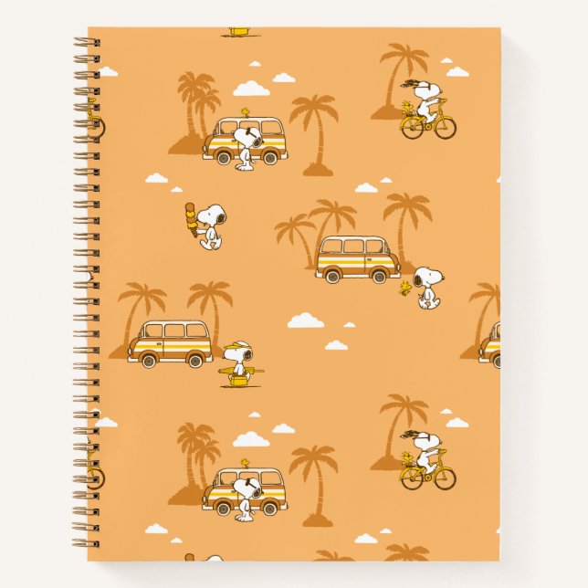 Road Trippin | Peanuts Snoopy Beach Pattern Notebook (Front)