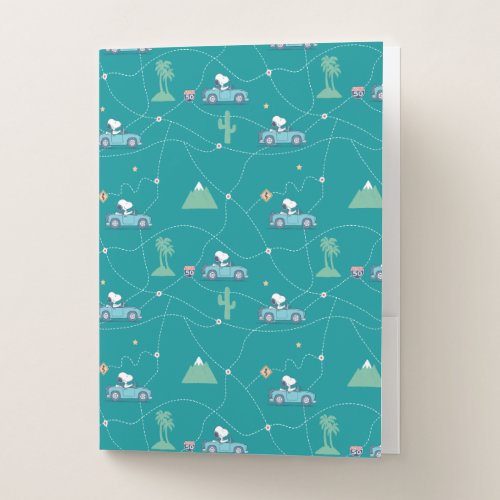 Road Trippin  Peanuts Snoopy Road Trip Pattern Pocket Folder