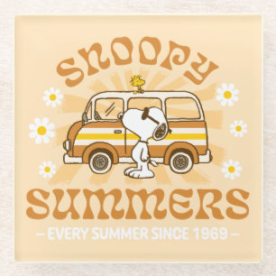 Road Trippin Peanuts Snoopy Summers Glass Coaster