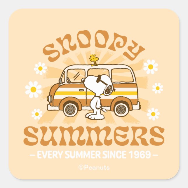 Road Trippin | Peanuts Snoopy Summers Square Sticker (Front)