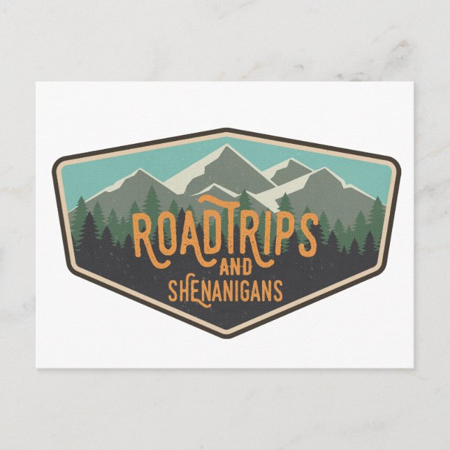 Road Trips & Shenanigans Outdoor Patch Postcard (Front)