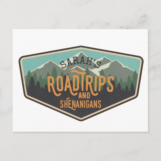 Road Trips & Shenanigans Personalized Postcard (Front)