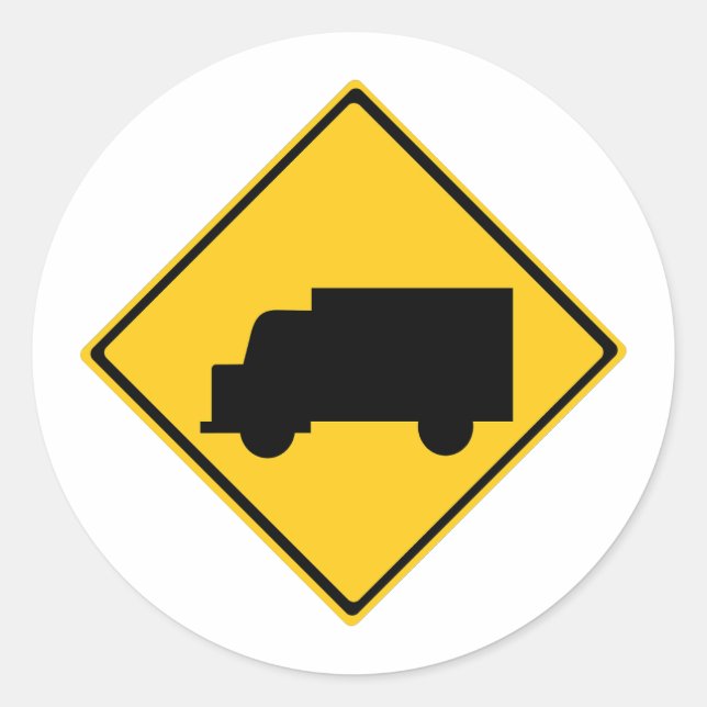 Road Truck Warning Sign Classic Round Sticker (Front)