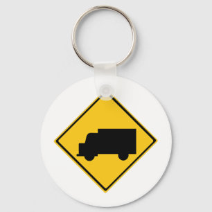 Road Truck Warning Sign Keychain