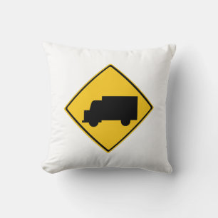Road Truck Warning Sign Throw Pillow