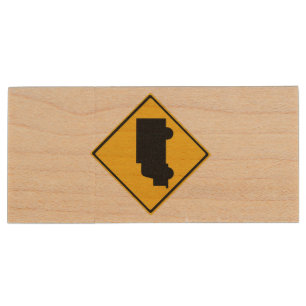 Road Truck Warning Sign Wood Flash Drive