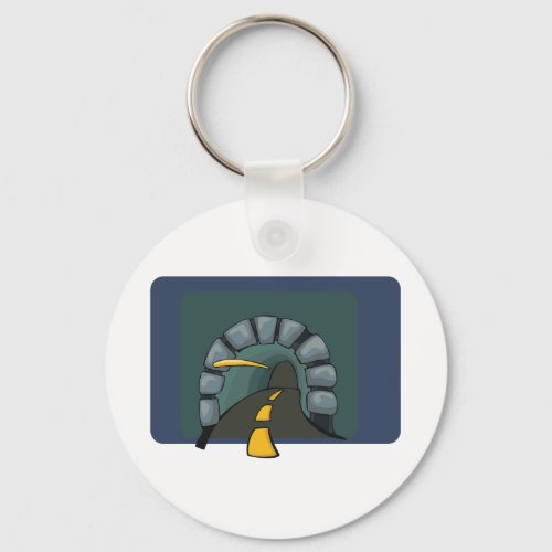 Road Tunnel With Yellow Line Markings Keychain