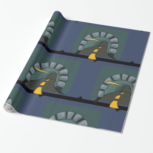 Road Tunnel With Yellow Line Markings Wrapping Paper