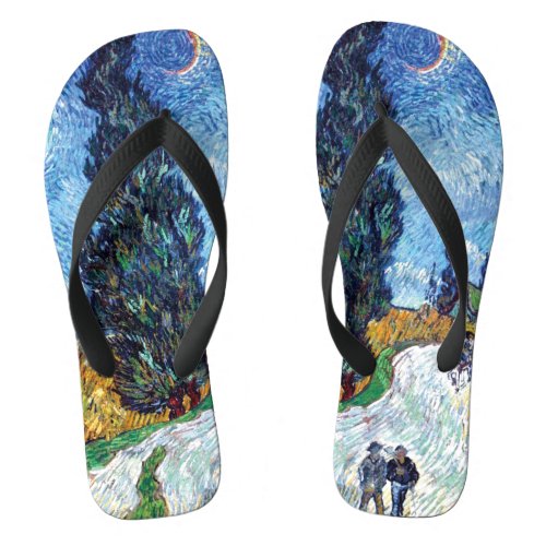 Road with Cypress and Star 1890 Van Gogh Unisex Flip Flops
