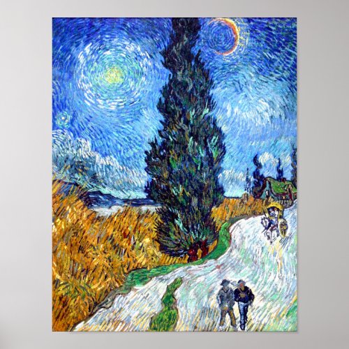 Road with Cypress and Star 1890 Vincent Van Gogh Poster