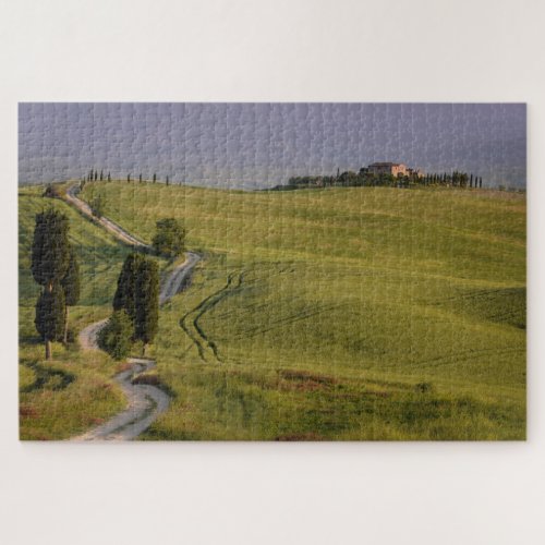 Road with cypresses to Terrapille in Tuscany Jigsaw Puzzle