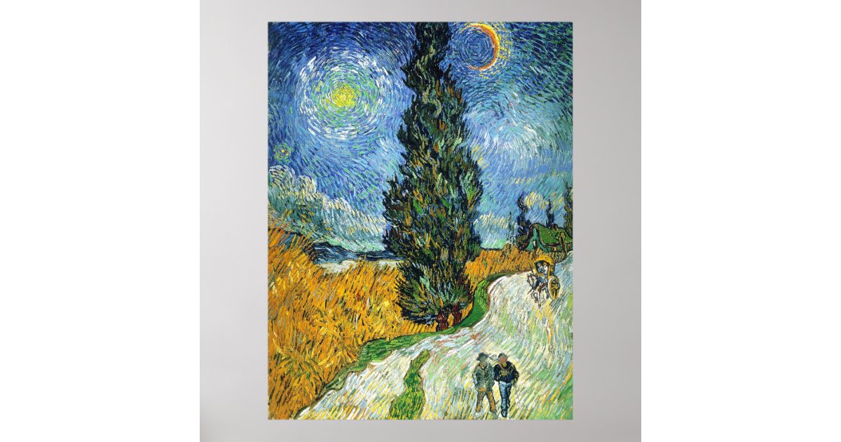 Road With Cypresses Van Gogh Poster Zazzle Com