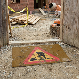 Road Work Ahead Sign Construction Zone Warning Doormat