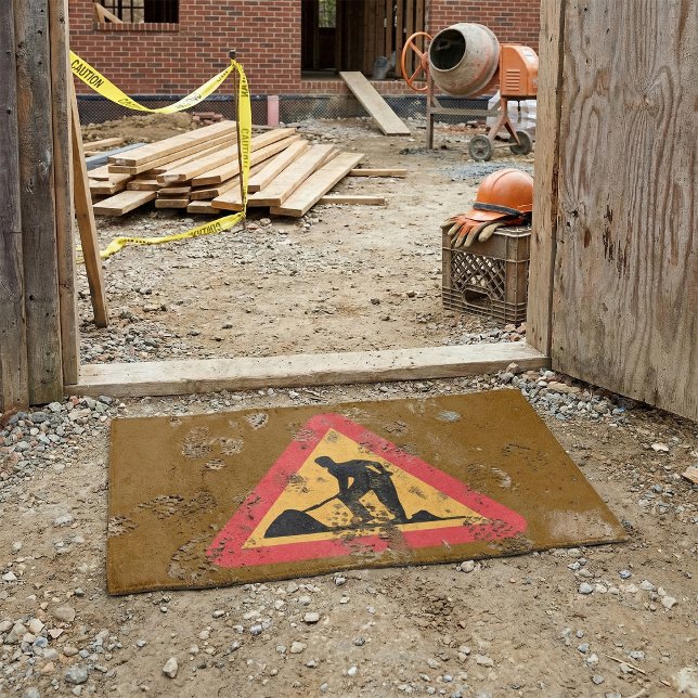 Road Work Ahead Sign Construction Zone Warning Doormat (Creator Uploaded)