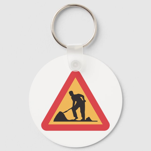 Road Work Ahead Sign Construction Zone Warning Keychain (Front)