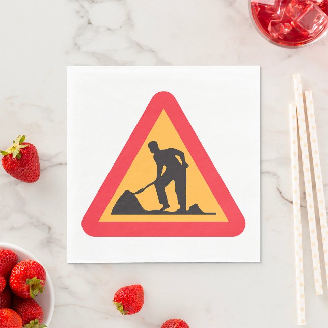 Road Work Ahead Sign Construction Zone Warning Napkins (Creator Uploaded)