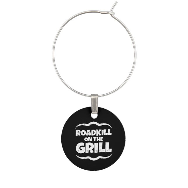 Roadkill on The Grill - Summer BBQ Party Wine Glass Charm (Front)