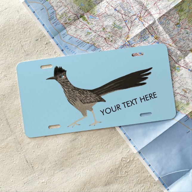 ROADRUNNER Bird Desert Southwest Art CUSTOM License Plate (In Situ)