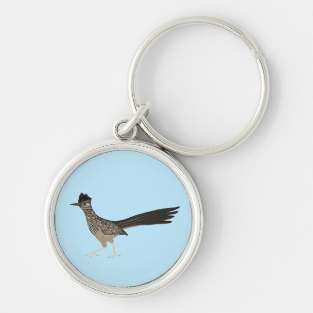 Roadrunner cool bird illustration keychain (Front)