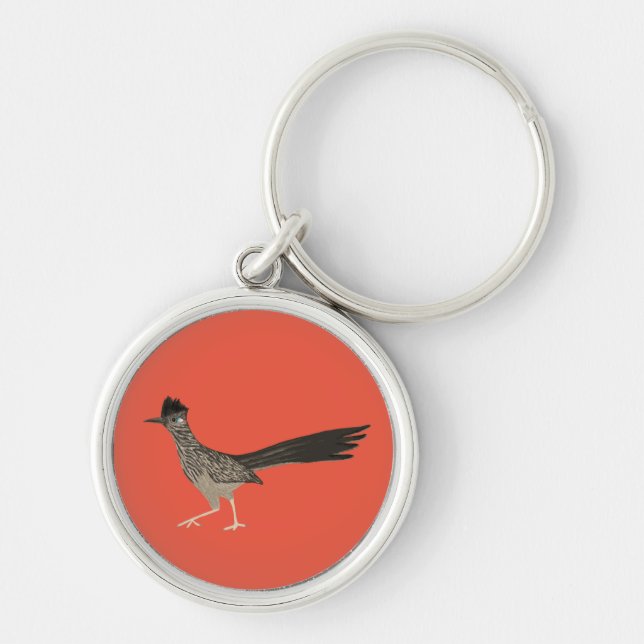 Roadrunner cool bird illustration keychain (Front)