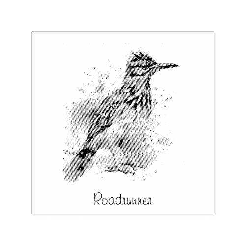Roadrunner in vibrant watercolor cusomizable self_inking stamp